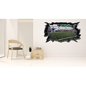 Dallas Cowboys Stadium - Football Stadium - 3D Smashed Wall Effect - Wall Decal for Home Bedroom Decoration (Wide 40
