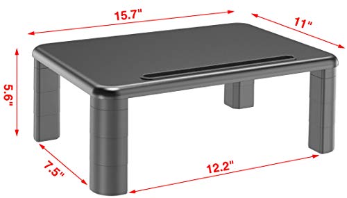 2-Pack Adjustable Monitor Stand with Storage Organization. Sturdy, Durable, No-Vibration Support. Convenient Slots for Tablet or Phone & Cables. Perfect Riser for Laptop, Printer. Stylish Black