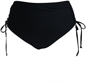 QiKa Women's Plus Size High Waist Side Ruched Bikini Tankini Bottom Swim Brief,black,XXXL