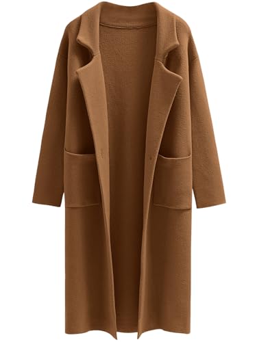 ANRABESS Womens Long Open Front Sweater Coats Lapel