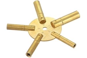 TAURISH Universal Vintage Clock Winding Key 5 Prong Even Numbers 2 to 10 Brass Clock Key for Winding Clocks