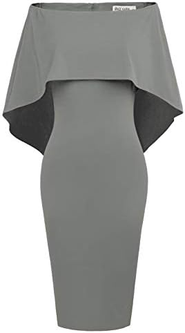 GRACE KARIN Ladies Off Shoulder Batwing Cape Slim Midi Gown