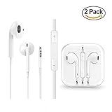 Earbuds with Microphone and Volume Control, 2 Pack Earphones for iPhone 7 7plus 8 8plus X 6 6s 6 Plus 6s Plus Headphones with 3.5mm Jack Plug