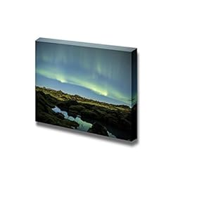 Canvas Prints Wall Art - Beautiful Scenery/Landscape Northern Lights Above Iceland | Modern Wall Decor/Home Decoration Stretched Gallery Canvas Wrap Giclee Print & Ready to Hang - 12" x 18"