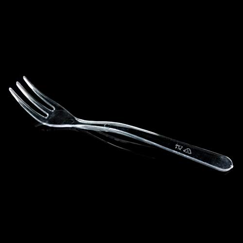 LORESO 100CT Plastic Clear Mini Forks For Fruit Dessert and Frozen cakes - Disposable, BPA Free, Reusable 3.8 Inches (Mini Forks 100CT Pack)