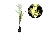 Catnew Outdoor Solar Light Flower Lily Stake Garden Walkway Lawn Pond Ground LED Lamp Real Touch Fake Flowers Floral Arrangement for Office Christmas Party Wedding Bouquets Garden Warm White