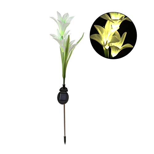 Catnew Outdoor Solar Light Flower Lily Stake Garden Walkway Lawn Pond Ground LED Lamp Real Touch Fake Flowers Floral Arrangement for Office Christmas Party Wedding Bouquets Garden Warm White