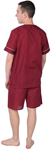 Men's Solid Woven Short Sleeve Short Leg Pajama Set