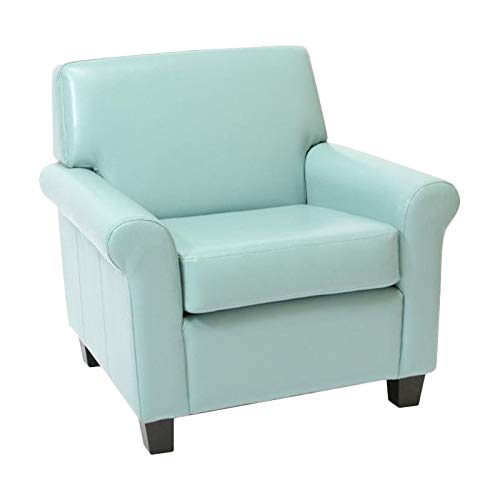 Noble House Baley Leather Club Chair in Blue