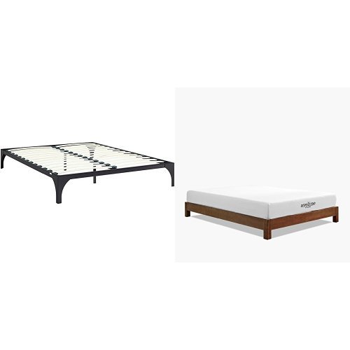 LexMod Ollie Full Bed Frame in Brown with Modway Aveline 8" Gel Infused Memory Foam