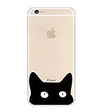 iPhone 6 Case, DECO FAIRY® Protective Case Bumper[Scratch-Resistant] [Perfect Fit] Translucent Silicone Clear Case Gel Cover for Apple iPhone 6 (Black Cat Kitten iPhone 6 4.7