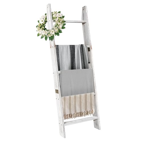 Honest Blanket Ladders for the Living Room, 5-Tier Blanket Holder, Wall-Leaning Blanket