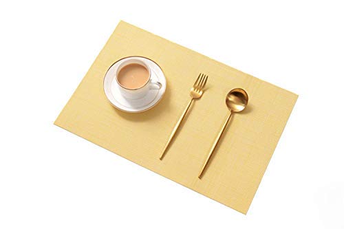 Table Mats (Set of 6),New Non-slip Insulation Washable Quick Drying Decorative Placemat,Light Yellow
