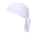Wicking Beanie Adjustable Cycling Bandana - Skull Cap Beanie for Outdoor Running - Double Dry Dew Doo Rag Head Wrap Headband Sweatband White