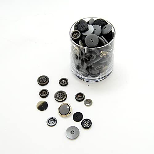 Bottoni di forme e dimensioni assortite, 250 g, grigio