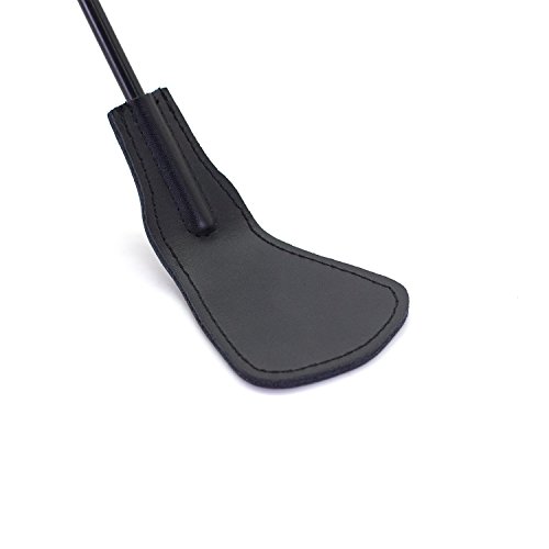 SCARLET KITTEN 21.65" Black Ostrich Feather Tickler and Flirting Leather Riding Crop Whip - Thumbnail 3