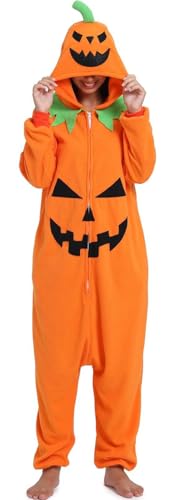 PENGMAI Einteiler für Erwachsene, Kürbis-Avocado-Kostüm, Pyjama, Unisex, Cosplay, Tier-Nachtwäsche, Halloween-Overall für Männer und Frauen, kürbis, S