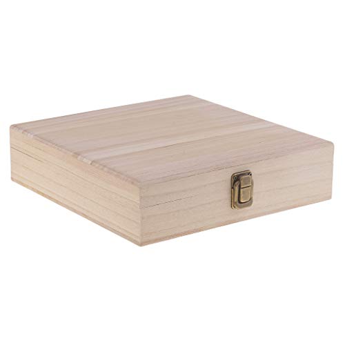 Baosity Unpainted Wooden Storage Box Case Wood Craft Box with Lid Lock