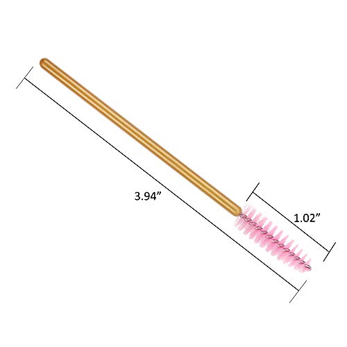 600 Pack Mascara Wands Disposable Lash Brushes for Eyelash Extension Makeup Applicators Bulk, Gold/Pink - Thumbnail 3