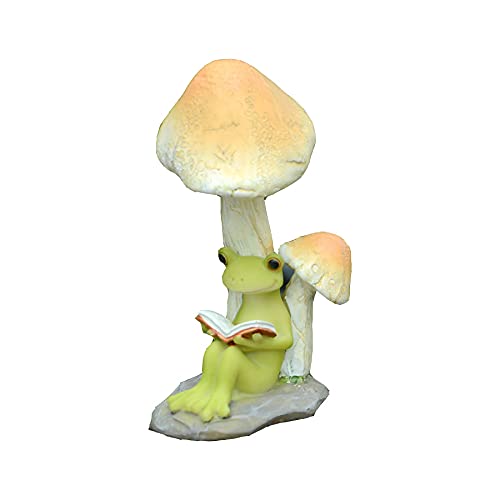 Gemmia Miniature Fairy Garden Frog Figurine- Studying Frog W/mushroom