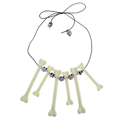 EBTOYS Skull Bone Heads Necklace Halloween Jewelry Costume Fancy Dress for Women Men (Yellow)