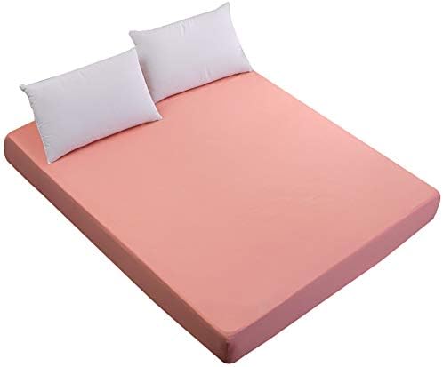 GODGETS Water-Resistant Mattress Protector Solid Color Machine Washable Soft Dustproof and Anti-mite,Red,200x200x30 CM