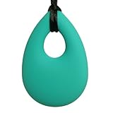 Teething Necklace Jewelry - Organic BPA Free Silicone Teether Ring Pendant Toys for Nursing Moms - Angel Tear - Turquoise