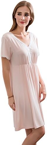 Nightdress for Women Short Nightdresses Ladies Sleepwear Comfy Nightie V-Neck Nightwear Simple Home Clothing