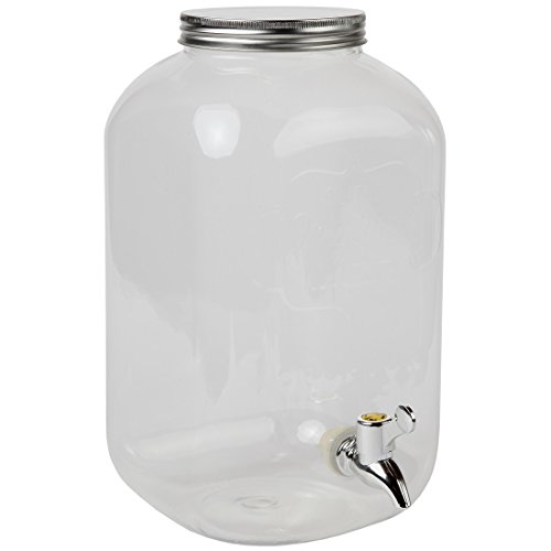 Lily's Home Plastic Mason Jar Cold Beverage Dispenser with Metal Lid and Leak Proof Spigot, Clear (2 Gallon Capacity) - Thumbnail 3