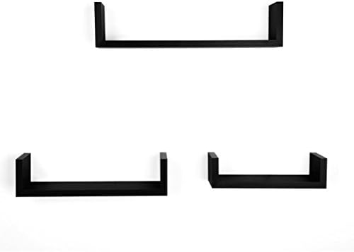 Snniku Floating Shelves Set of 3 Wall Shelves for Living Room, Bedroom, Office (Black)