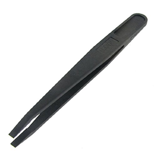 uxcell Electronics Plastic Flat Tip Anti-static Black Tweezers Tool
