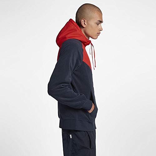 Nike Men's Sportswear Full Zip Hoodie Obsidian/Habanero Red/Sail Size X-Large - Thumbnail 2