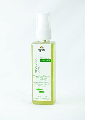 Shangrila Organic Neem Basil Face Wash - Paraben Free, 100% Natural, Certified Organic &amp; Vegan