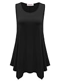 BELAROI Womens Plus size Sleeveless Comfy Tunic Tank Top (1X, Black)