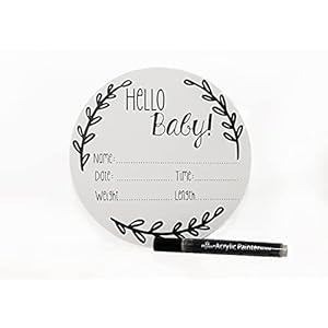 Nana’s Little Angels Birth Announcement Sign 5 inch White “Hello Baby” Newborn Baby Name Announcement Wooden Sign with…