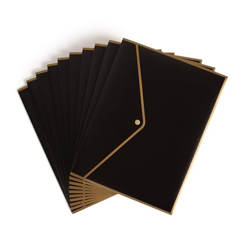 U Brands Porta-documentos de poliéster preto e dourado, 10 unidades