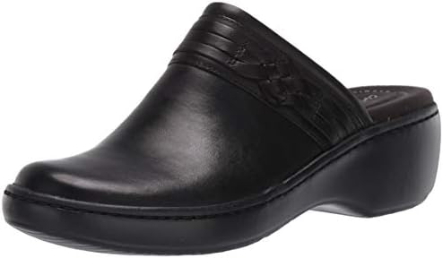 clarks black leather clogs