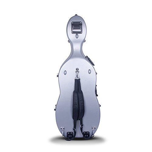 Crossrock CRA860CEFSL ABS Molded Cello Case with Wheels in Silver- For Both 4/4 Size and 3/4 Size
