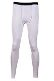 Mens Compression Athletic Long Pants Boys Tight Under Skin Sport Gear (Asia XXL(US L), White)