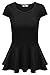 Meaneor Women's Crew Neck Cap Sleeve Solid Casual Peplum Tops Tunic Blouse