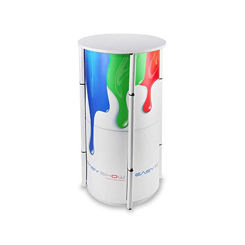Portable Display Case Set 3 Rings Aluminum Spiral Tower Display Portable Trade Show Counter with Twist and Fold Design- Stand Only (White)