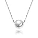 Sterling Silver Pearl Pendant Necklace Box Chain 10MM White Pearl June Birthstone Simple Necklace for Mom