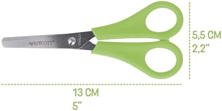 Kinderschere 30 Stück in Displaybox | Schere mit integrierter 5 cm Skala | Bastelschere 13 cm (5") ideal für Kinderhände | Sicherheit durch abgerundete Spitze | E-2150S