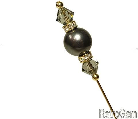 Sparkling Elegance Crystal Pearl Gold Tone Hat Pin Made With Swarovski Elements Crystal Pearl