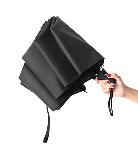 Travel Umbrella Compact Auto Open Close Sun Rain Folding Umbrella with Sleeve Black