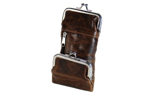 Womens Leather Cigarette and Lighter Case with Twist Clasp in Choice of Colors (Brown)