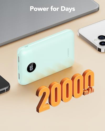 20000mAh Batería Externa Power Bank - Batería Portátil con Carga Rápida 22.5W QC3.0, USB-C Entrada y Salida para iPhone, Android, Tablets y Más (Verde Jade)