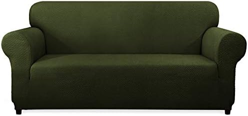 CHUN YI 1-Piece Sofa Covers Seersucker Jacquard Polyester Spandex Fabric Stretch Tough Couch Slipcovers (Loveseat, Green)