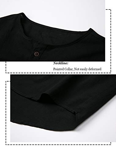 3 THWEI+Henley+Sleeve+Casual+T+Shirt