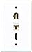 RiteAV - 1 Port HDMI and 1 Port USB A-A and 1 Port Cat6 Ethernet White Wall Plate